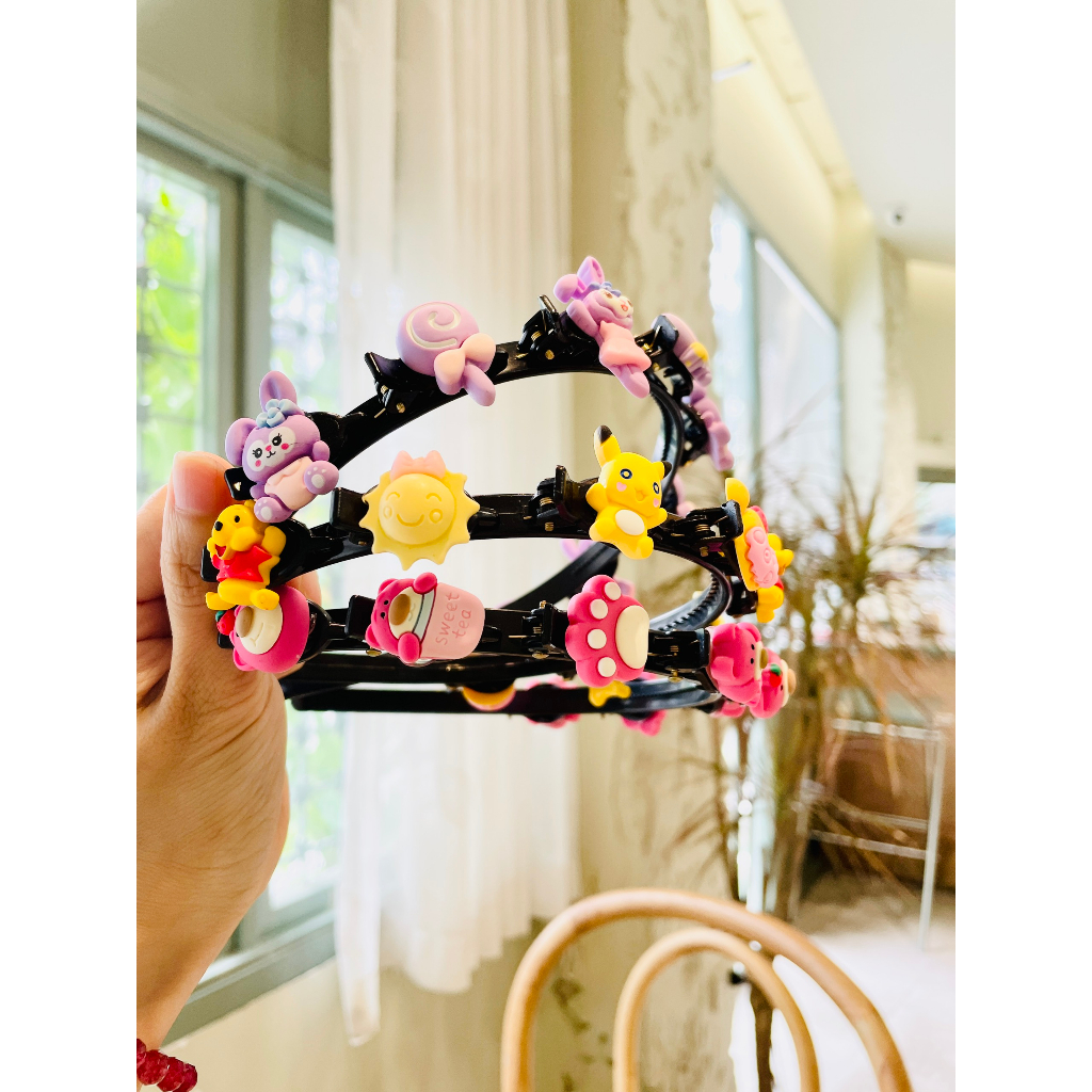 Cài tóc hình Gấu Dâu Miniso, Gấu Pooh, Thỏ Tím Stella lou dành cho bé gái