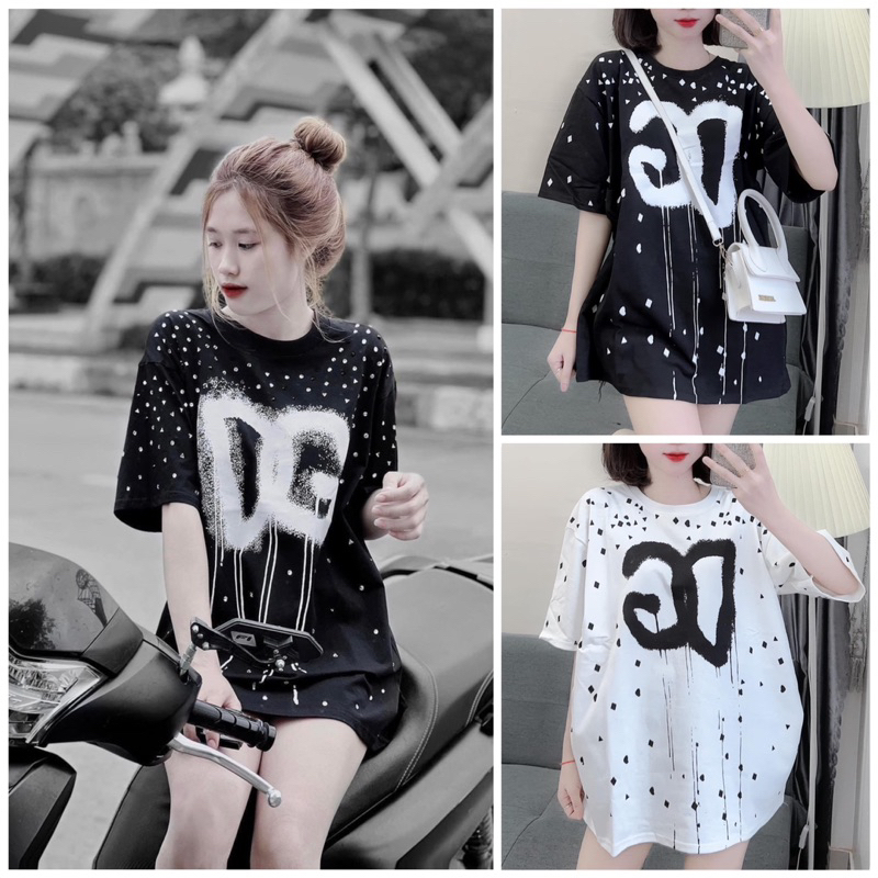 Áo Cotton Su In Full HÌNH HỌC D. & .G form rộng tay lỡ Freesize. bongstore | BigBuy360 - bigbuy360.vn