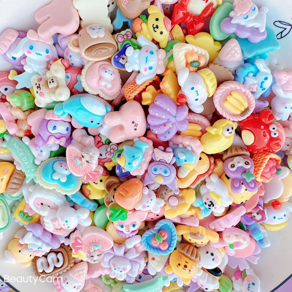 (tặng keo) Set 10/50 sticker 3D bóng đẹp dễ thương - charm làm slime, charm dán điện thoại, bình nước  - Selenshop