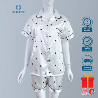 Bộ ngủ mặc nhà pijama lụa gấm latin hàng cao cấp, bộ đồ ngủ dài tay đồ ngủ tiểu thư mặc nhà dn05