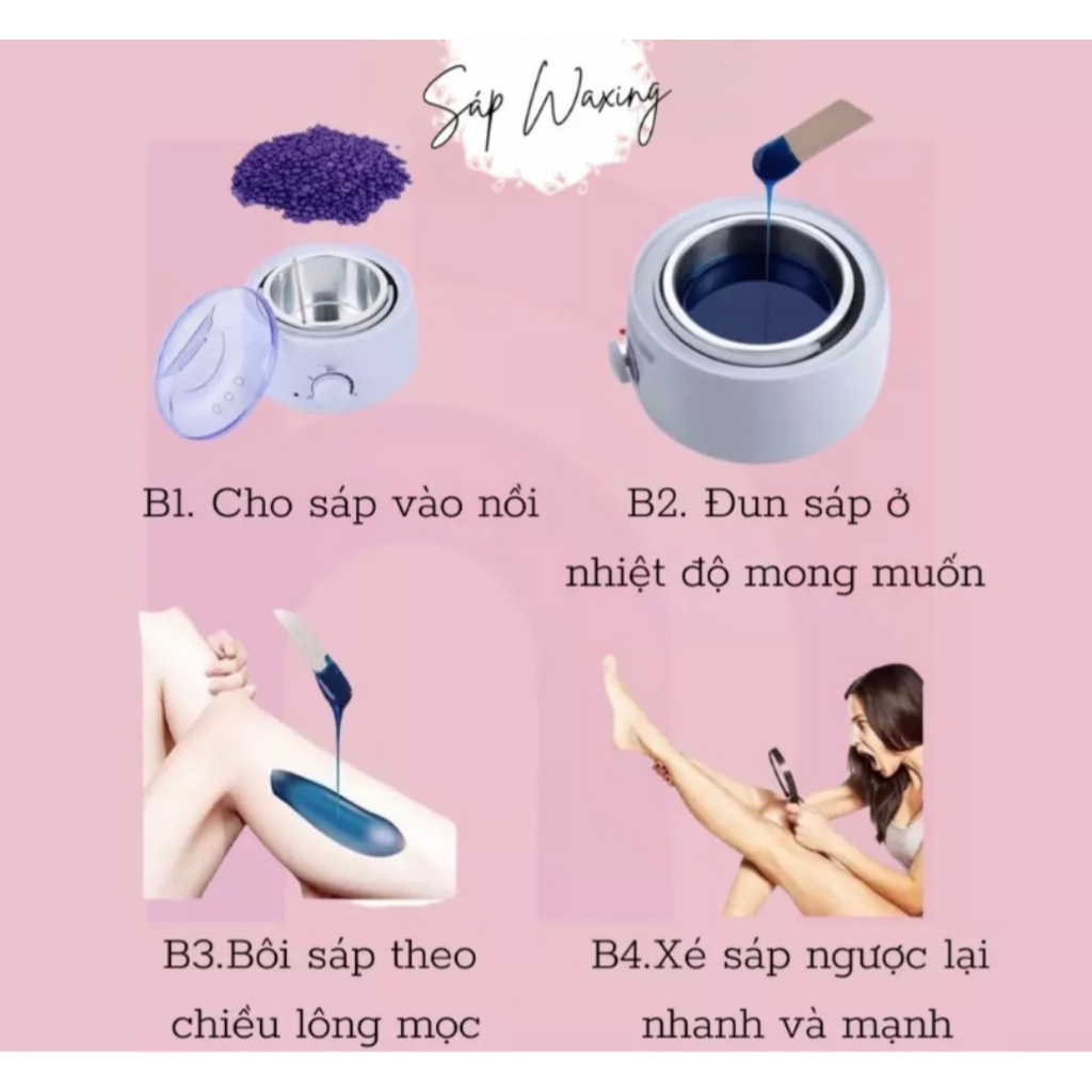Combo Nồi Nấu Sáp Wax Lông Pro Wax 100 + 100gr Sáp Cao Cấp Tặng Kèm 5 Que Gỗ