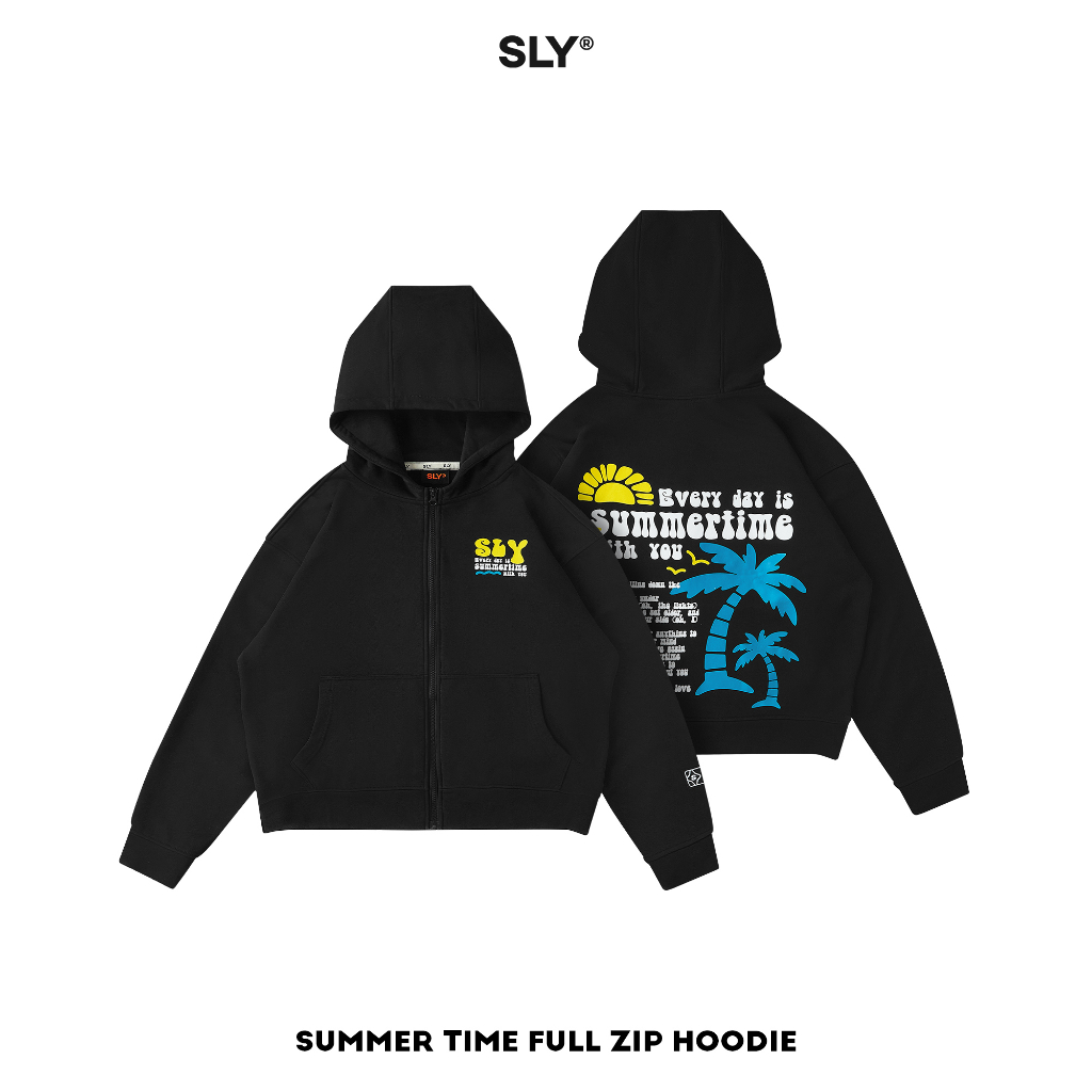 Áo hoodie zip SLY Summer Time đen