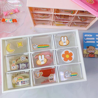 Hộp đựng đồ đa năng để bàn 9 ngăn kéo đựng đồ dùng học tập, kẹp dây buộc tóc decor bàn học gọn gàng