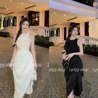 Váy đầm yếm dáng dài, váy cổ yếm 2 dây, thiết kế ,ôm body cắt xẻ thiết kế dự tiệc, đầm đi đám cưới 008