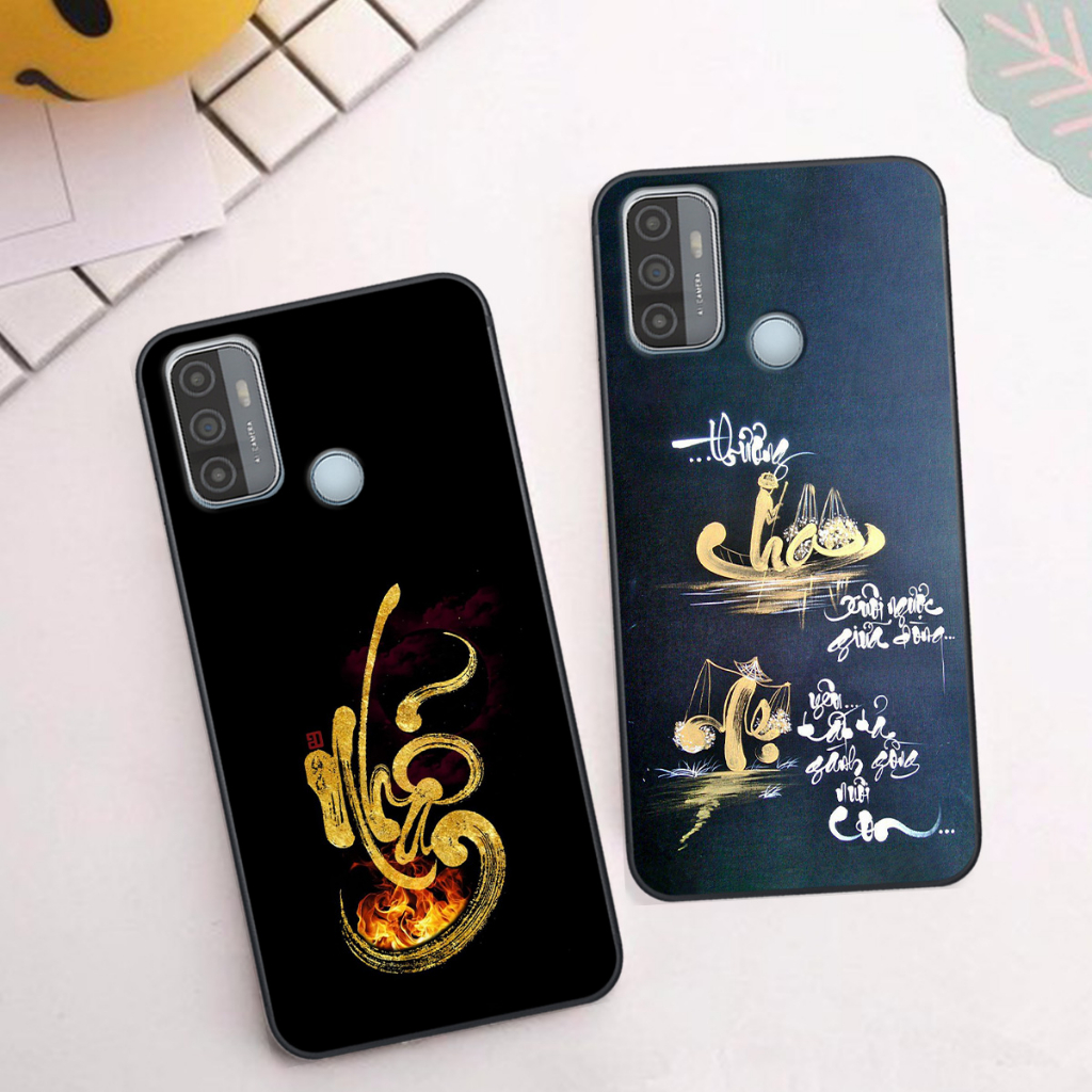 Ốp Oppo A53 in hình thư pháp Nhẫn, vạn sự bình an đẹp độc chất