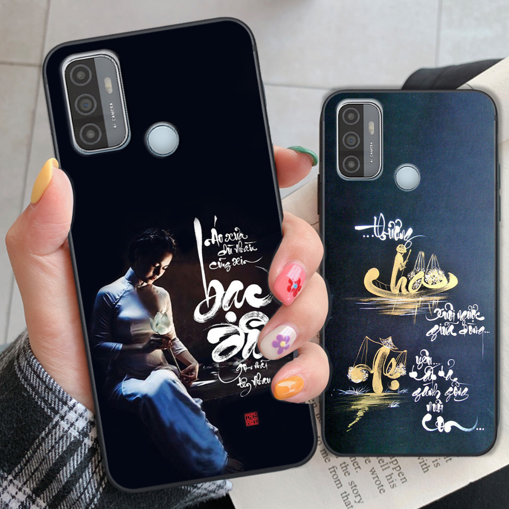Ốp Oppo A53 in hình thư pháp Nhẫn, vạn sự bình an đẹp độc chất