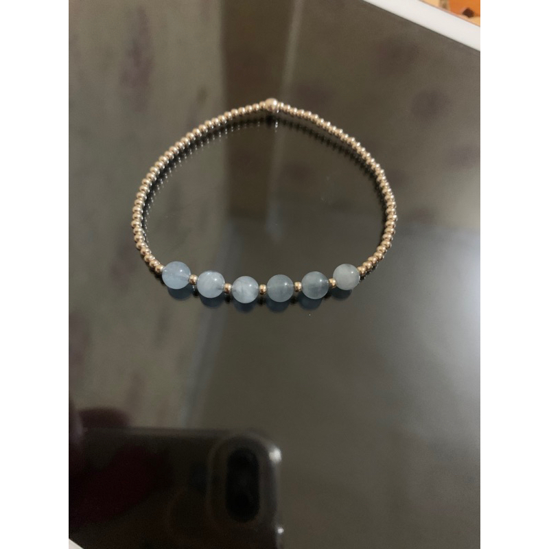 Vòng tay bạc + aquamarine