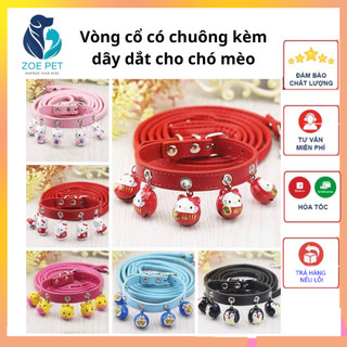 Vòng cổ có chuông ngộ nghĩnh kèm dây dắt cho chó mèo