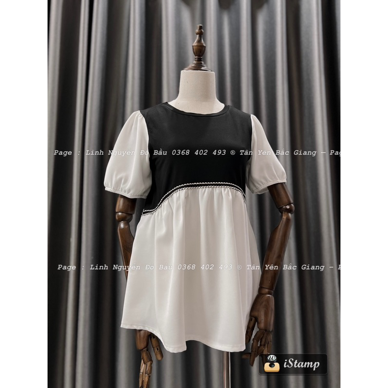 Áo Thun Zip Phối Cho Bầu