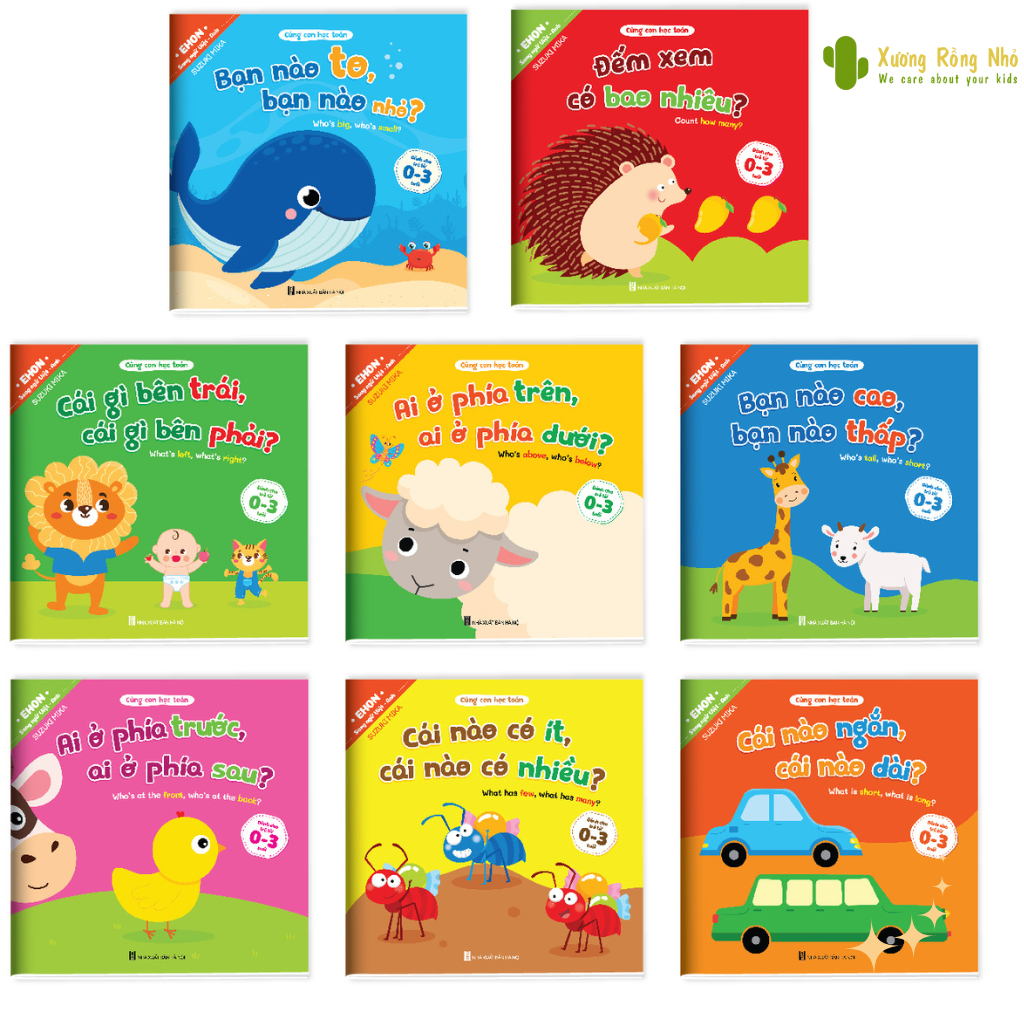 Combo 8 cuốn sách Ehon Cùng Con Học Toán Song Ngữ Việt Anh Cho Bé 0-3 Tuổi Xương Rồng Nhỏ