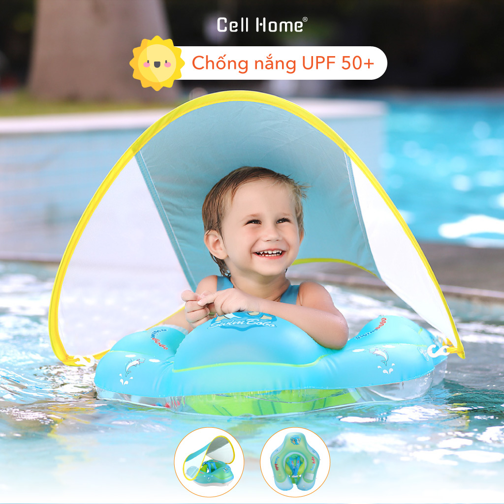 Phao bơi cho bé chống lật có mái che SWIMBOBO nhiều size từ 3 tháng đến 4 tuổi