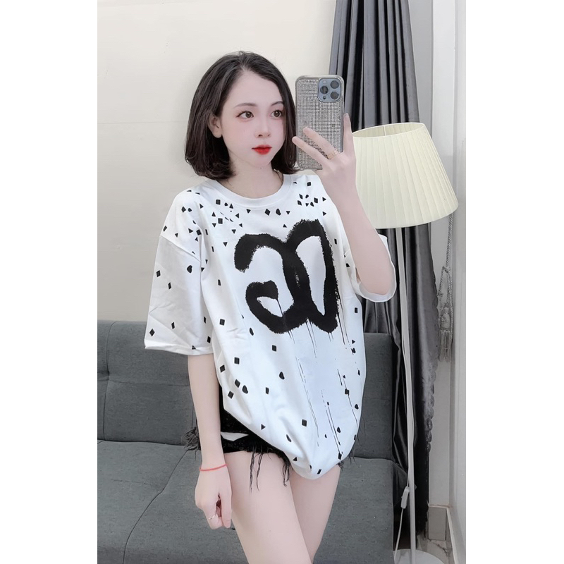 Áo Cotton Su In Full HÌNH HỌC D. & .G form rộng tay lỡ Freesize. bongstore | BigBuy360 - bigbuy360.vn