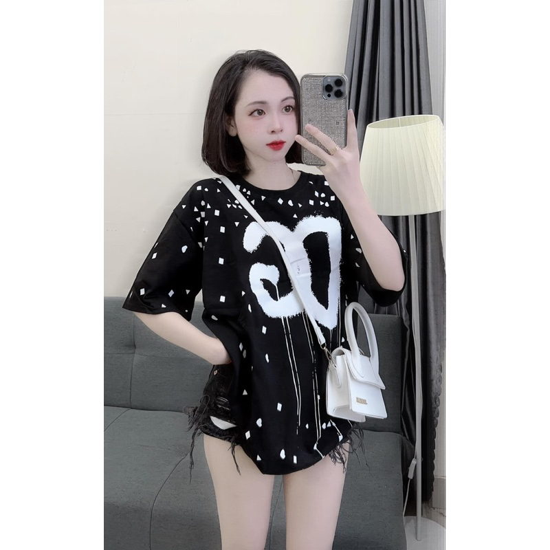 Áo Cotton Su In Full HÌNH HỌC D. & .G form rộng tay lỡ Freesize. bongstore | BigBuy360 - bigbuy360.vn