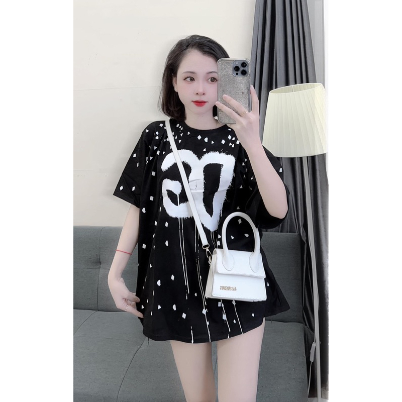 Áo Cotton Su In Full HÌNH HỌC D. & .G form rộng tay lỡ Freesize. bongstore | BigBuy360 - bigbuy360.vn