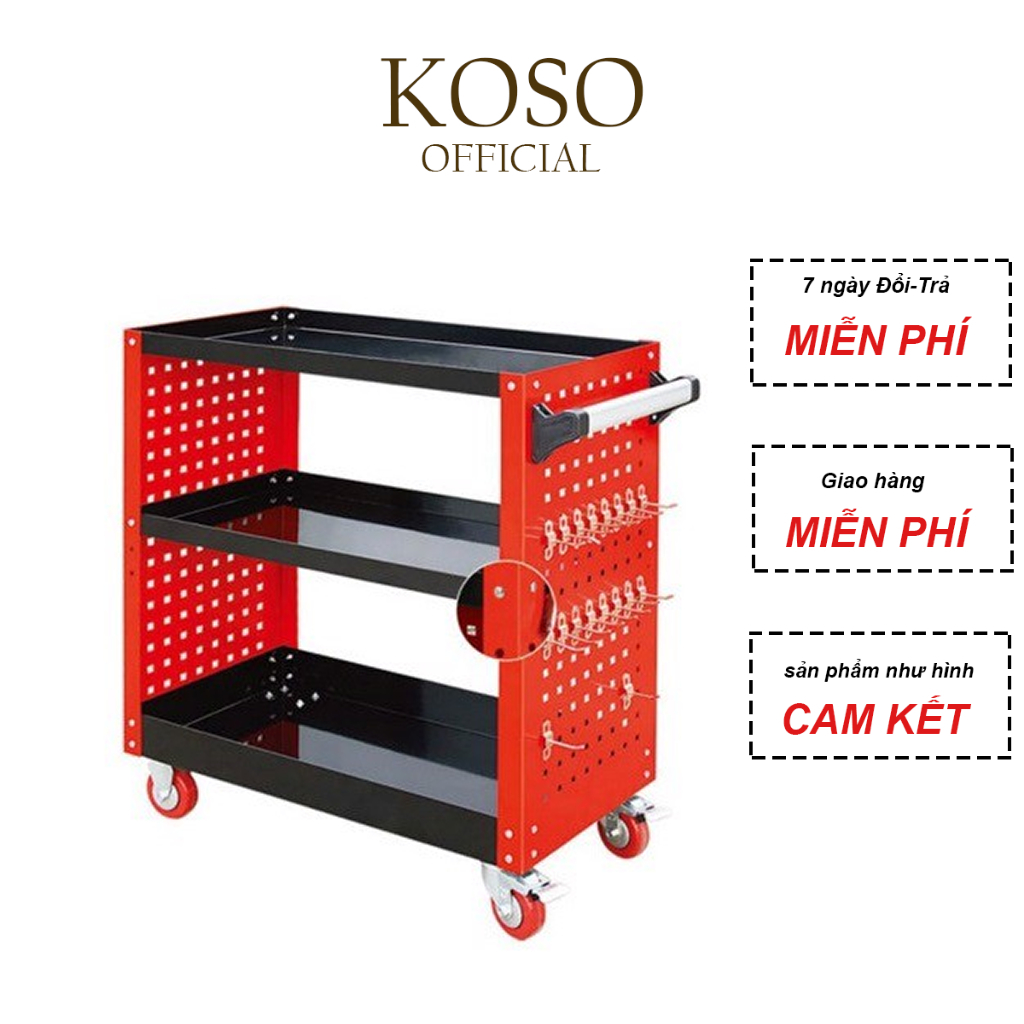 Kệ đựng đồ nghề dụng cụ 3 tầng KOSO sơn mạ tĩnh điện kích thước 750x360x660 (mm) tải trọng 150kg,kệ đồ nghề, kệ đựng đồ