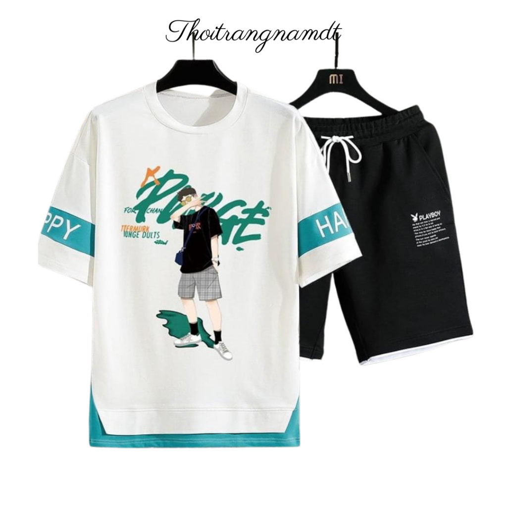Bộ Nam Hè mặc nhà cộc tay thun mè,bộ đồ nam thể thao HAPPY hottrend đủ size S-->XXL.
