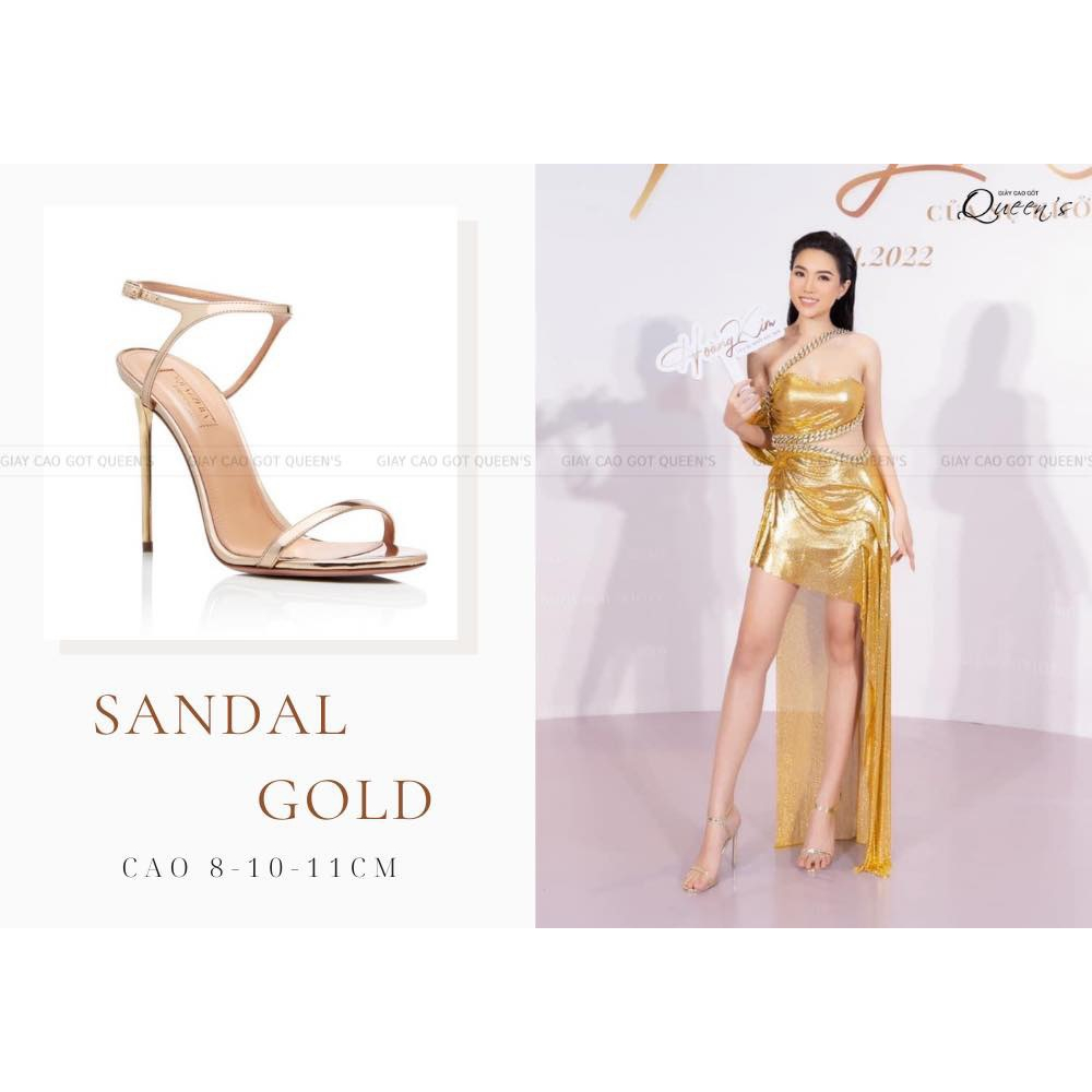 Giày Cao Gót Nữ Sandal Gold Dây Mảnh Cao Cấp QUEENS STORE sang thanh mảnh tôn dáng cao 8-10-11cm