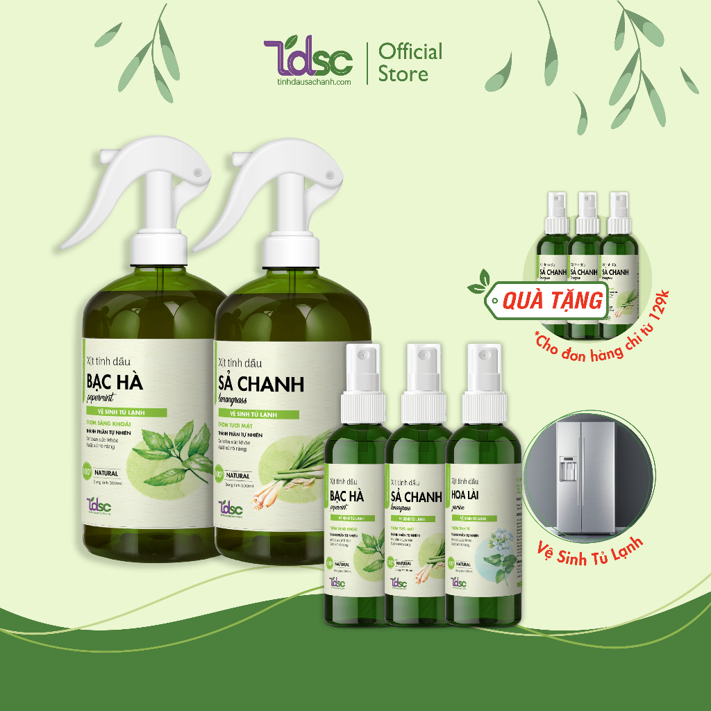 Chai Dung Dịch Vệ Sinh Khử Khuẩn Tủ Lạnh TINHDAUSACHANH 100ml/500ml Nước Xịt Thơm Khử Mùi Hôi Kháng Khuẩn Tủ Lạnh