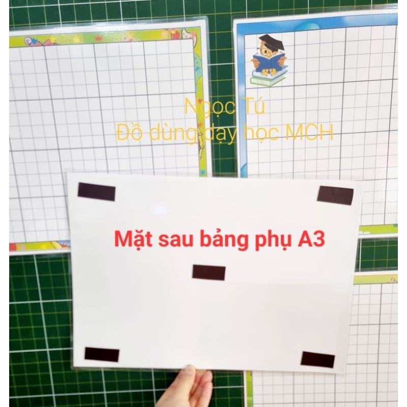 Bảng phụ cỡ A3 siêu dễ thương. In bìa cứng + Ép có nam châm lá sau.