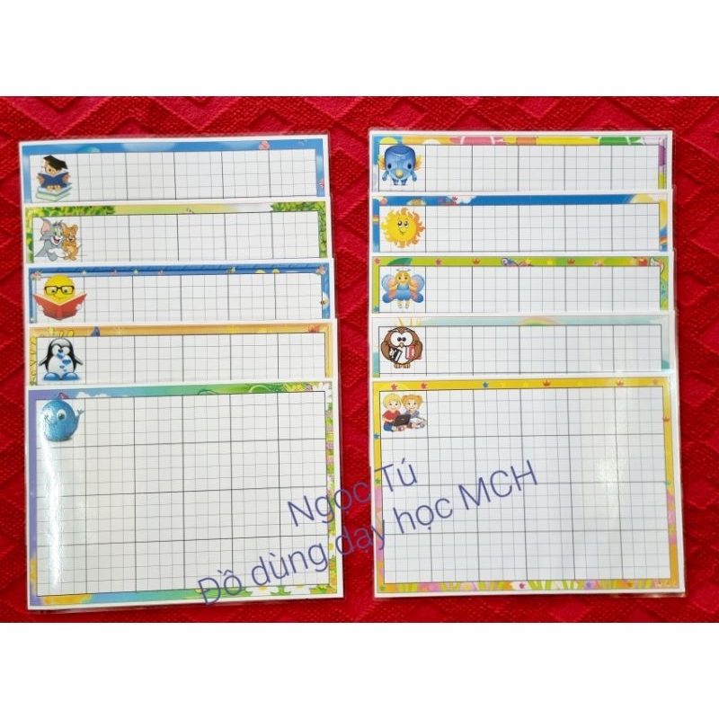 Bảng phụ cỡ A3 siêu dễ thương. In bìa cứng + Ép có nam châm lá sau.
