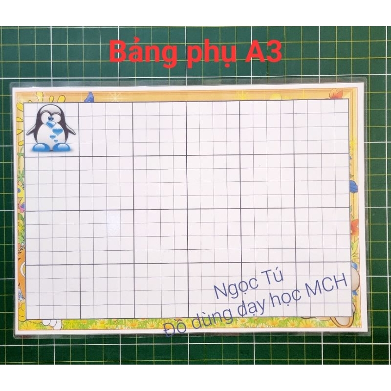 Bảng phụ cỡ A3 siêu dễ thương. In bìa cứng + Ép có nam châm lá sau.