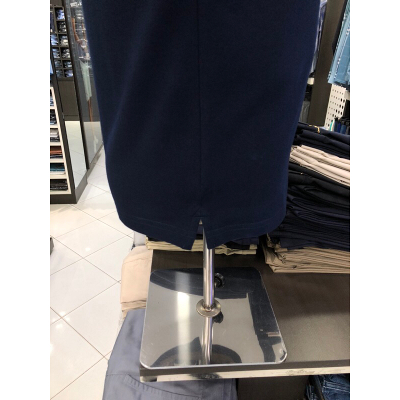 Áo polo owen màu navy kẻ ngang ngực body fit vải cotton bạc hà APV231333