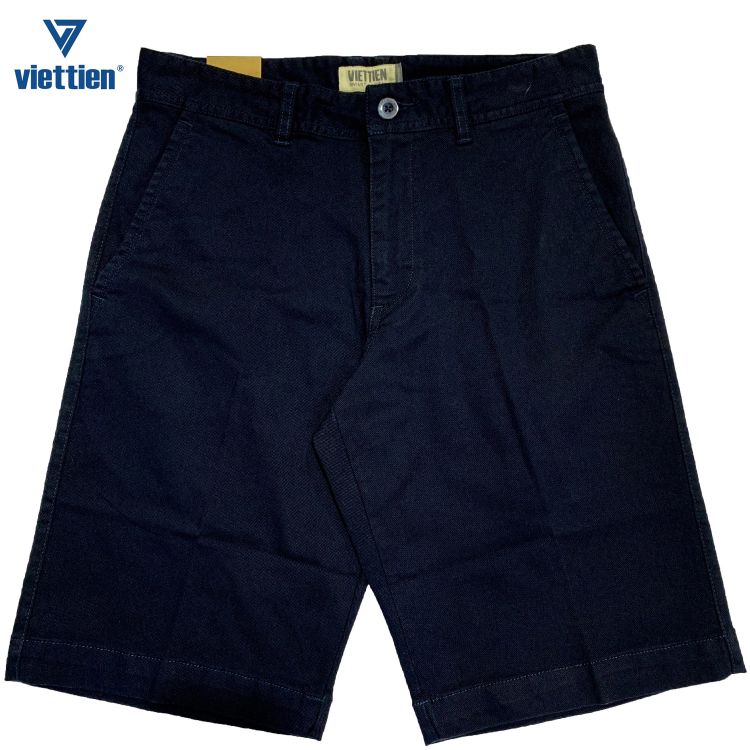 Viettien - Quần short nam kaki màu xanh đen 6P8167-6P8169