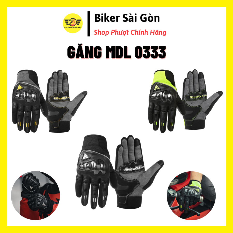 Găng Tay Gù Carbon MOTOWOLF MDL0333 Dài Ngón Chính Hãng - Biker Sài Gòn