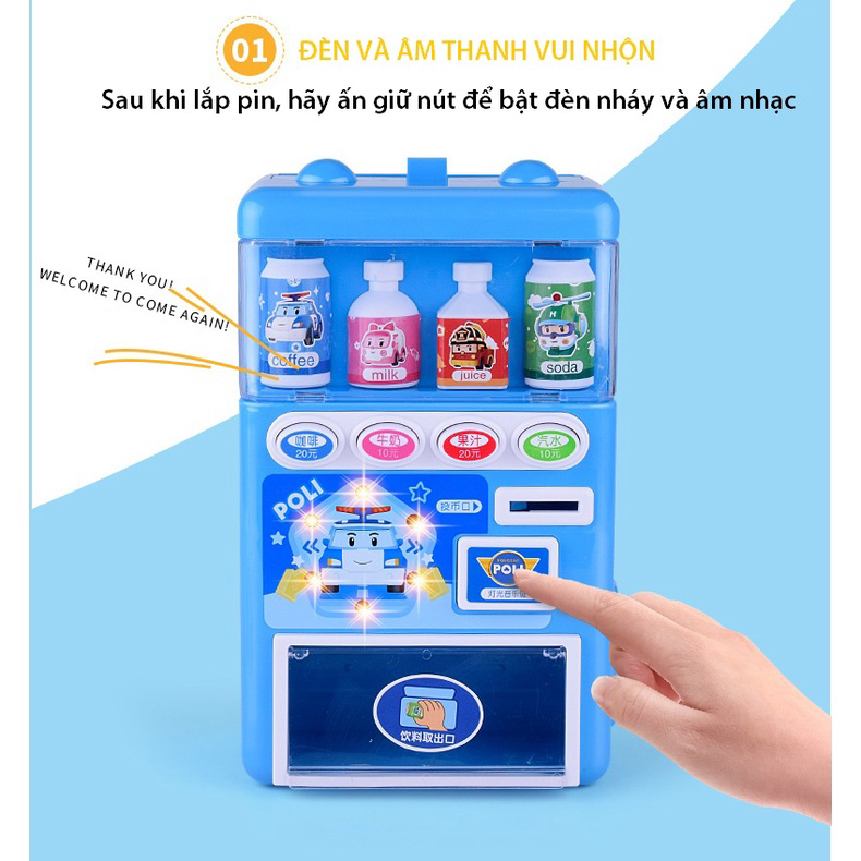 Đồ chơi máy bán nước tự động trẻ em BBS có nhạc và đèn, đồ chơi máy bán hàng thông minh cho bé trai bé gái