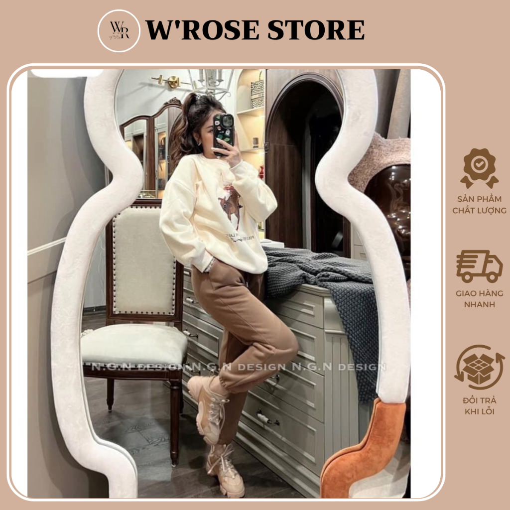 Bộ nỉ nữ thu đông chất vải nỉ cao cấp W'rose Set đồ nữ thu đông quần áo dài tay trẻ trung