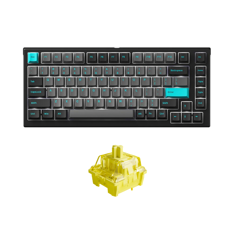 Bàn phím cơ MonsGeek MG75 Black & Cyan  - Hàng Chính Hãng