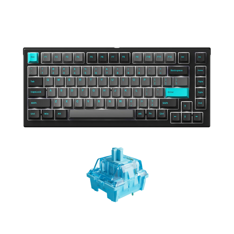 Bàn phím cơ MonsGeek MG75 Black & Cyan  - Hàng Chính Hãng