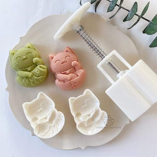 Khuôn trung thu 50g Mèo thần tài