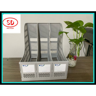 Kệ đựng tài liệu loại đứng 3 ngăn nhựa PP màu xanh, ghi