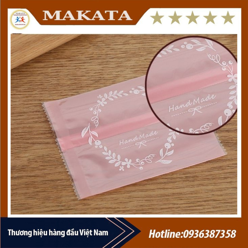 Set 100 Túi đựng bánh, bao bì kẹo, túi đựng thực phẩm hàn nhiệt hoạ tiết( túi vòng hoa 4 màu )