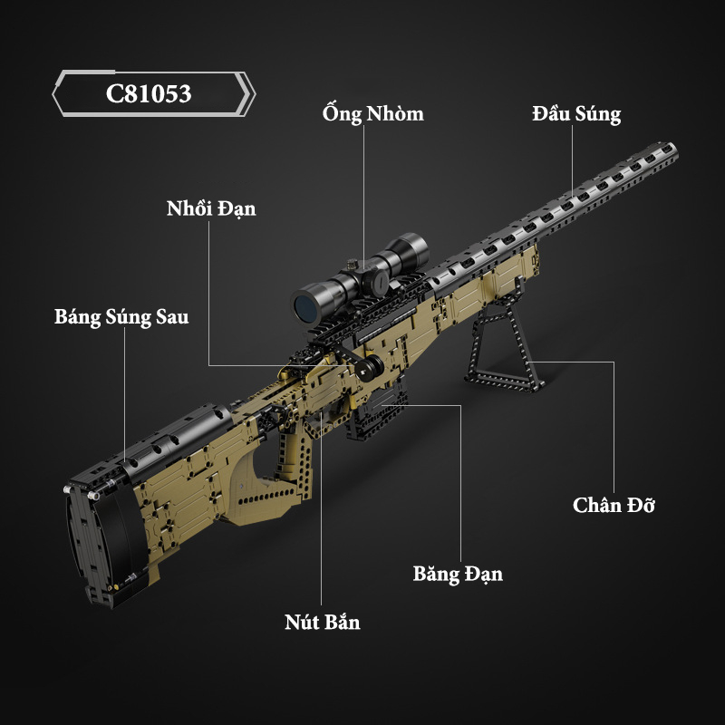 Đồ Chơi Lắp Ráp Xếp Hình Mô Hình Súng AWP Tỉ Lệ 1:1 Trong CSGO, PUBG CaDA C81053 Với 987 Mảnh Ghép