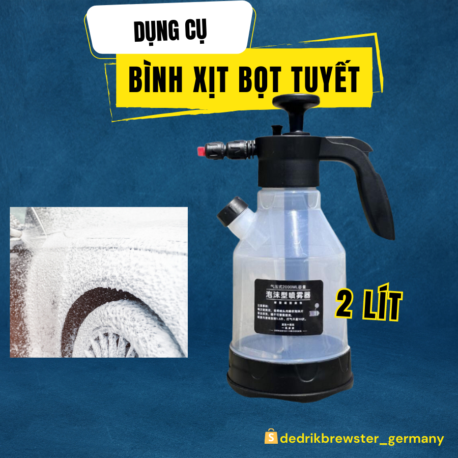 Bình Xịt Tạo Bọt Tuyết Áp Suất Cao 2000ml Rửa Xe Máy Ô Tô Xe Máy Cầm Tay Tiện Dụng - Dedrik Brewster