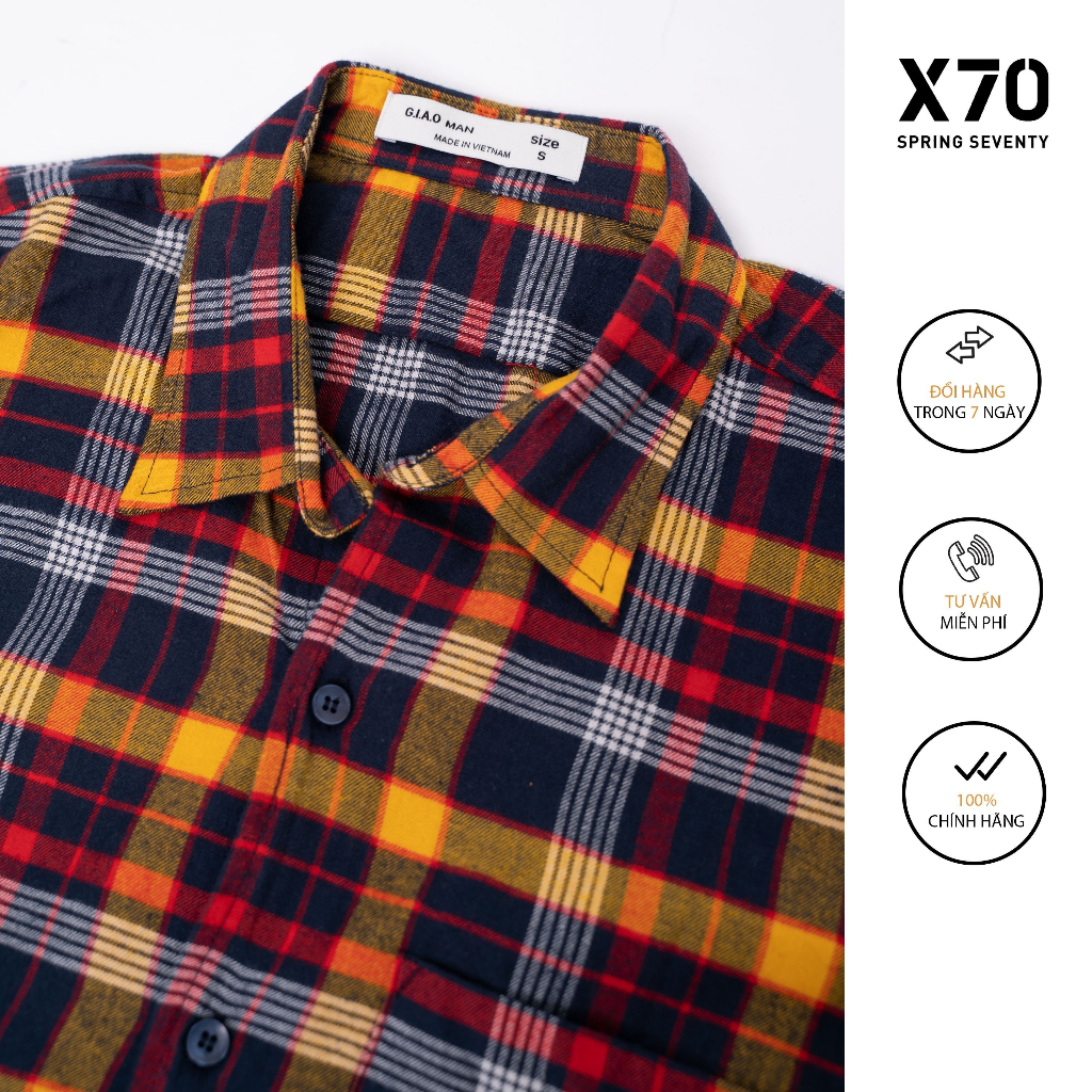 Áo Sơ Mi Nam Kiểu Dáng Tay Dài Thiết Kế Sọc Caro Thời Trang X70 - 07660002