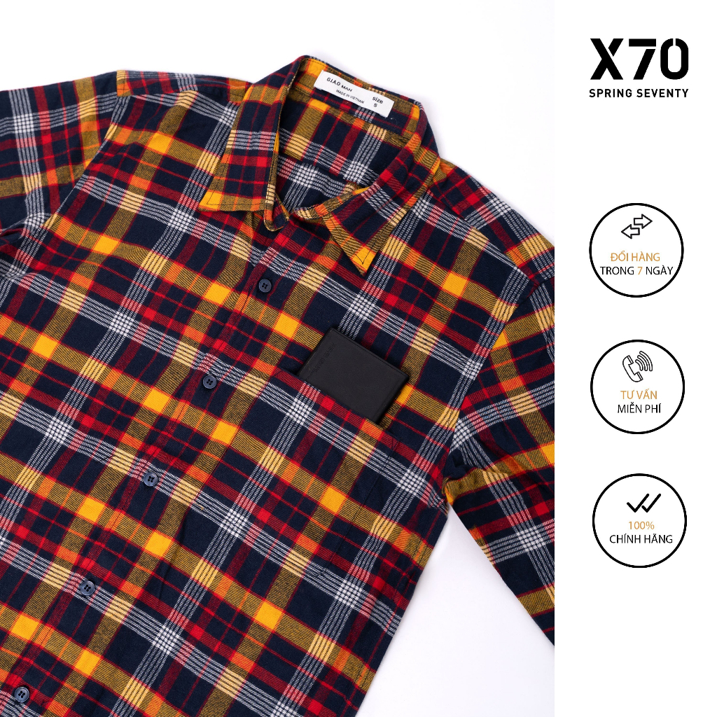 Áo Sơ Mi Nam Kiểu Dáng Tay Dài Thiết Kế Sọc Caro Thời Trang X70 - 07660002
