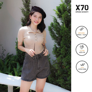 Quần short jeans nữ lưng cao - 04520007a