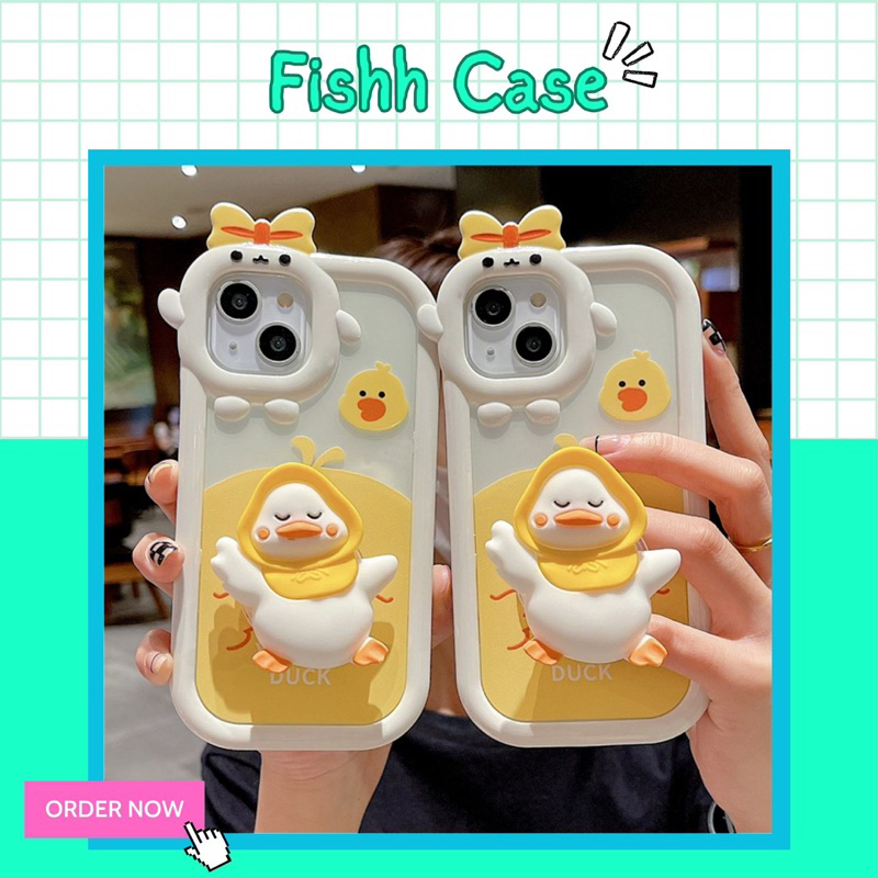 Ốp Lưng Điện Thoại Nơ Trong Suốt Yellow Duck