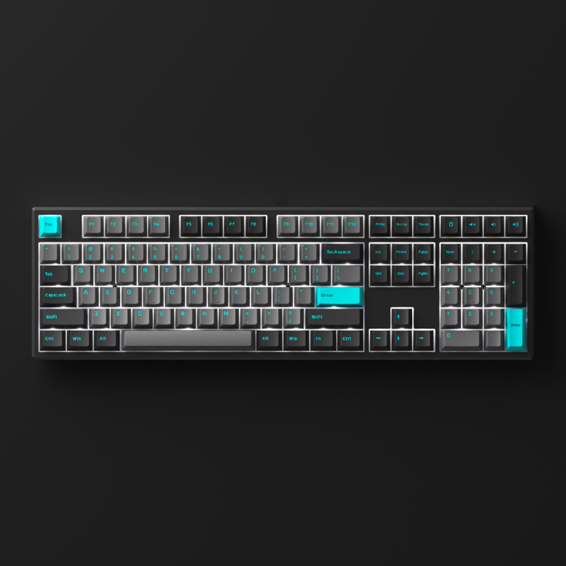 Bàn phím cơ MonsGeek MG108 Black & Cyan  - Hàng Chính Hãng