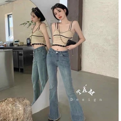 ÁO LEN CROPTOP 2 DÂY PHỐI VIỀN ĐEN Hàng Quảng Châu Loại 1, Phong Cách Trẻ Trung Tôn dáng siu đẹp, Thương Thương Shop