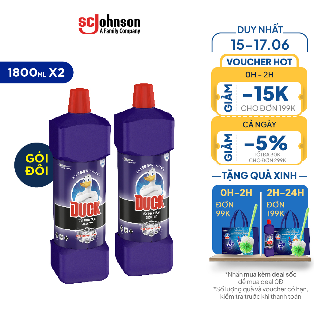 Combo 2 Tẩy Rửa Nhà Tắm DUCK Siêu Tẩy Pro 1800ml/chai