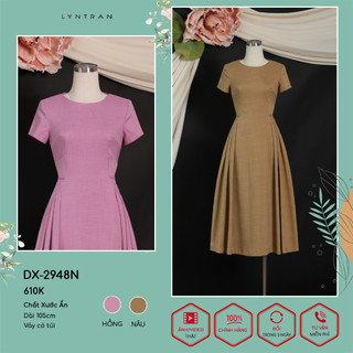 Váy xòe LYN TRAN DX-2948N xếp ly đối xứng Chất Xước Ấn Bề Mặt Vải Dạng Xước Sóng Vải Không Nhăn