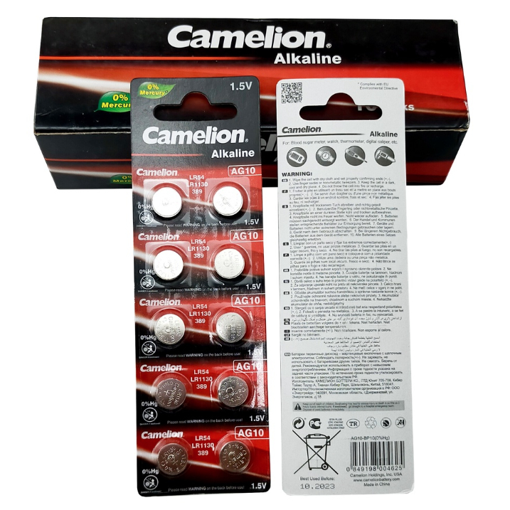 Pin đồng hồ AG10/LR54 Camelion Alkaline 1.5V - Hàng chính hãng