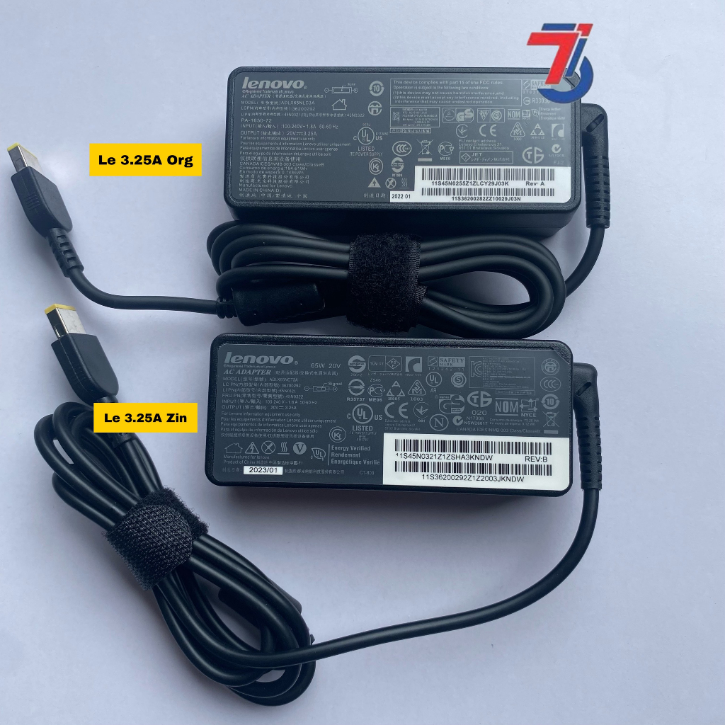 Sạc Máy Tính Laptop3T LENOVO 20V-2.25A; 20V-3.25A; 20V-4.5A Chân cắm USB Loại tốt original