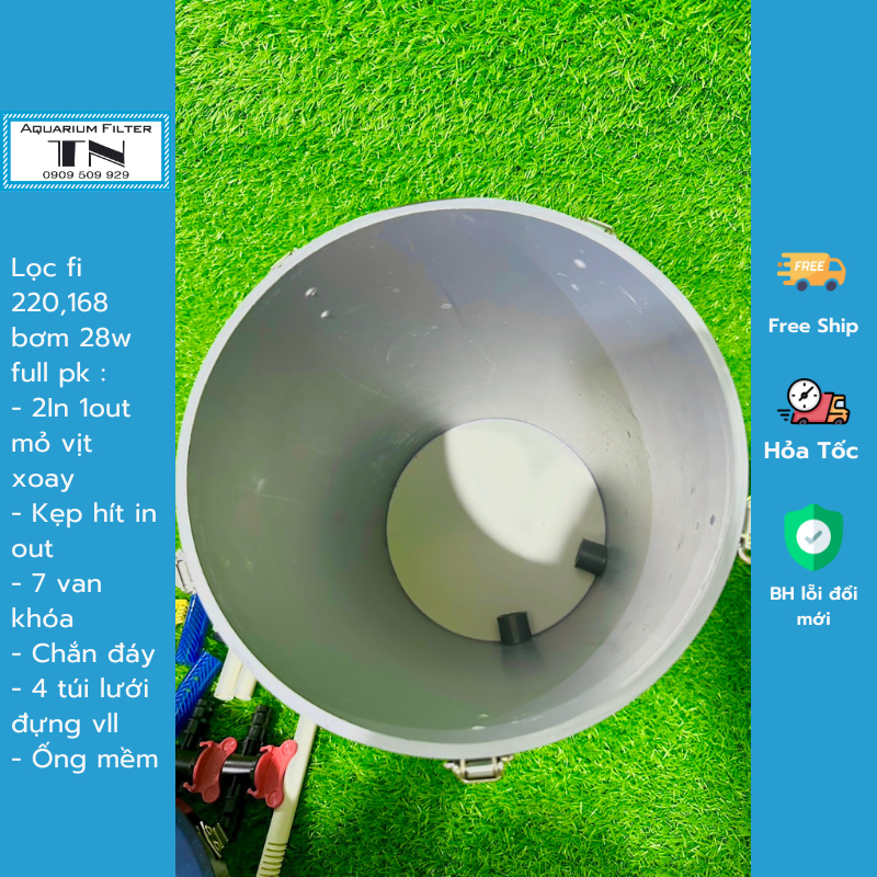 Lọc fi 220,168 2in 1out bơm 28w full pk.