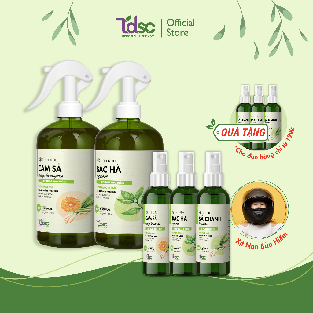 Chai Tinh Dầu Xịt Thơm Vệ Sinh Nón Bảo Hiểm TINHDAUSACHANH 100ml/500ml Dung Dịch Khử Mùi Khử Khuẩn Mũ Bảo Hiểm