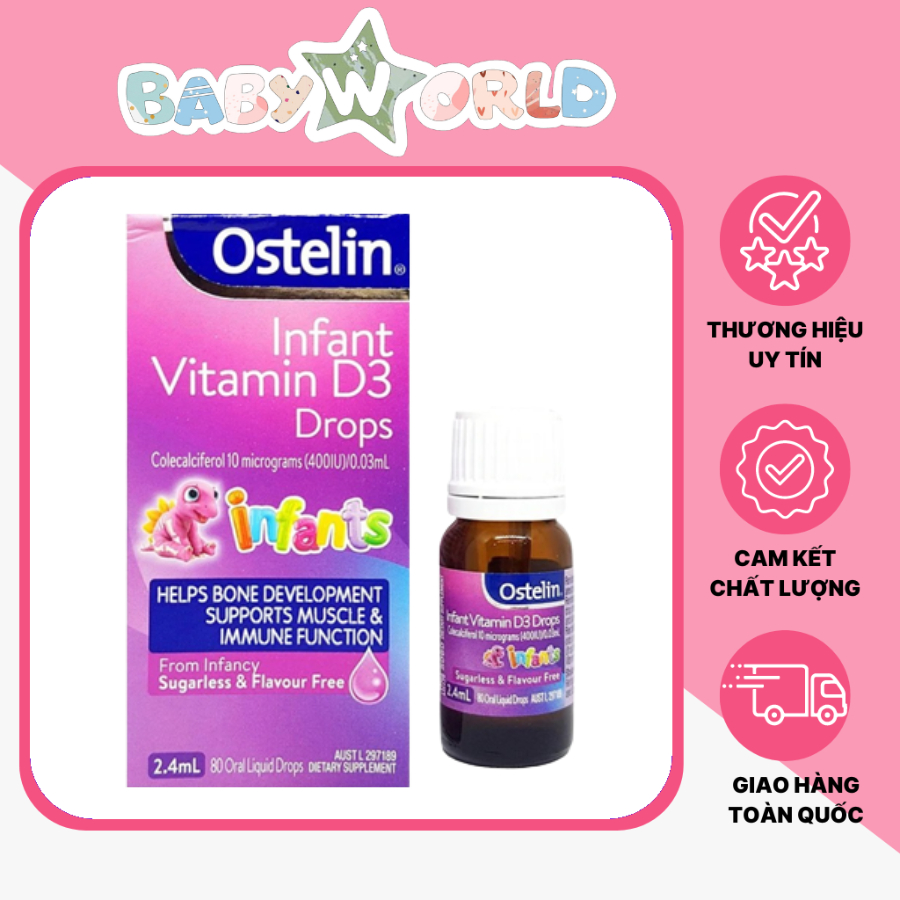 DATE 05/24 Vitamin D3 Ostelin Úc dạng nhỏ giọt 400IU 2.4ml  Bổ Sung Cho Trẻ ⭐️Mẹ Và Bé Baby World Đà Nẵng
